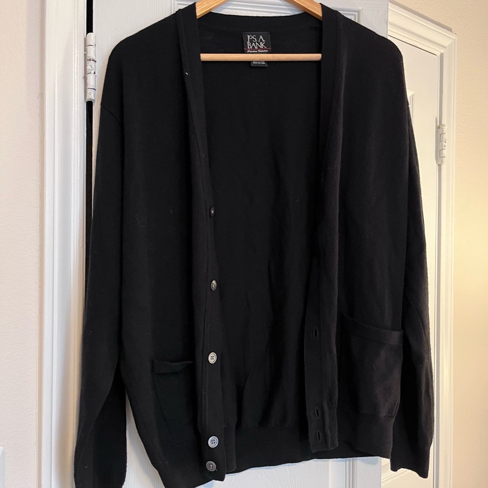 Jos. A. Bank Classic Black Merino Wool Cardigan Sweater